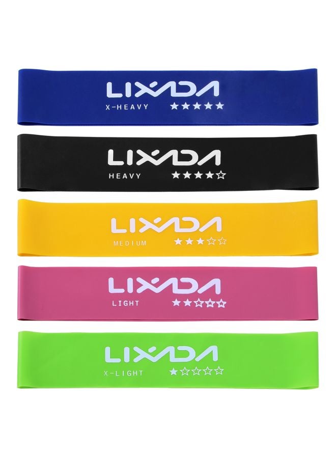 LIXADA 5-Piece Resistance Loop Band Set Green Loop Band (60x5x0.035), Pink Loop Band (60x5x0.05), Yellow Loop Band (60x5x0.09), Black Loop Band (60x5x0.11), Blue Loop Band (60x5x0.13)cm - Image 1