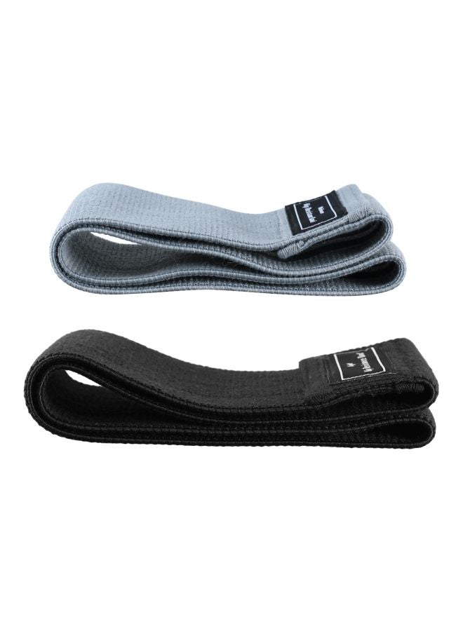 TOMSHOO 2-Piece Resistance Glute Band Set With Spiky Ball Black Band 86x8 cm, Grey Band 76x8 cm, Spiky Ball 7.5 cm  - Image 1