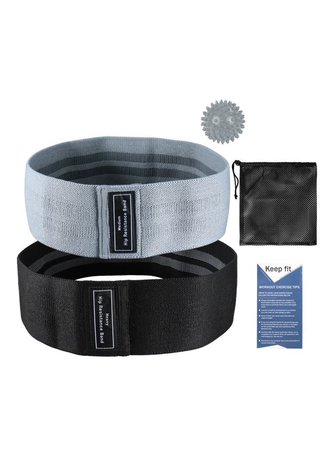 TOMSHOO 2-Piece Resistance Glute Band Set With Spiky Ball Black Band 86x8 cm, Grey Band 76x8 cm, Spiky Ball 7.5 cm  - Image 3