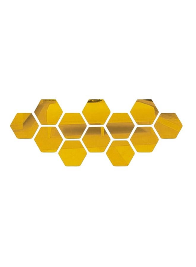 Cool Baby 12-Piece 3D Hexagon Wall Sticker Set Gold - Image 1