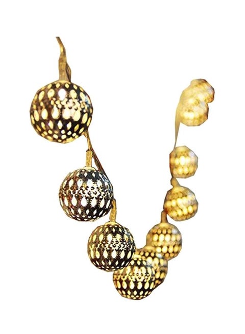 شريط أضواء مكون من 20 ضوء LED على شكل كرات ذهبي 9 x 8سم