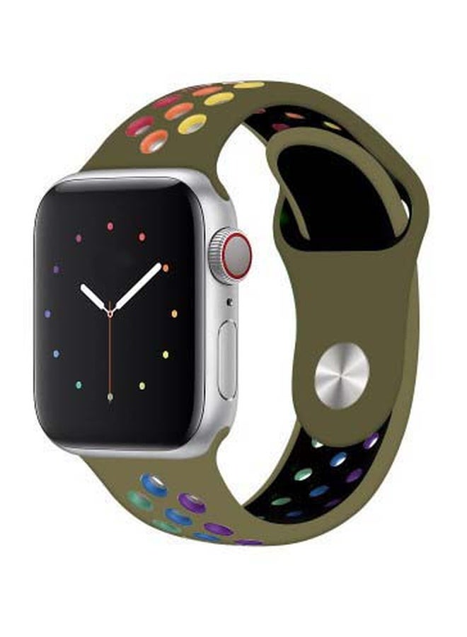 MARGOUN Henlein Series Replacement Band For Apple Watch 42/44mm Olive Green/Pink/Yellow - Image 1