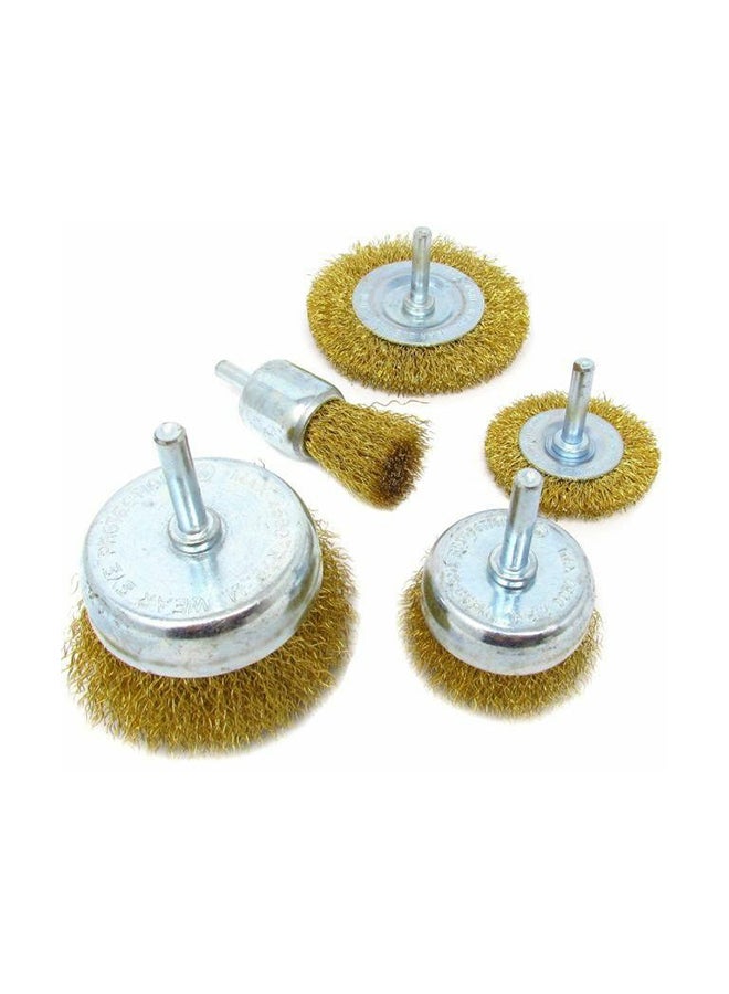 5-Piece Drill Wire Brush Set Gold/Silver