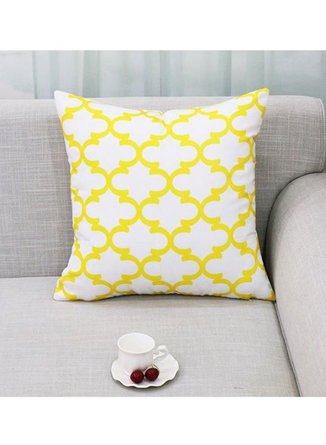 Sharpdo Decorative Printed Soft Pillow White/Yellow 45 x 45cm - Image 2