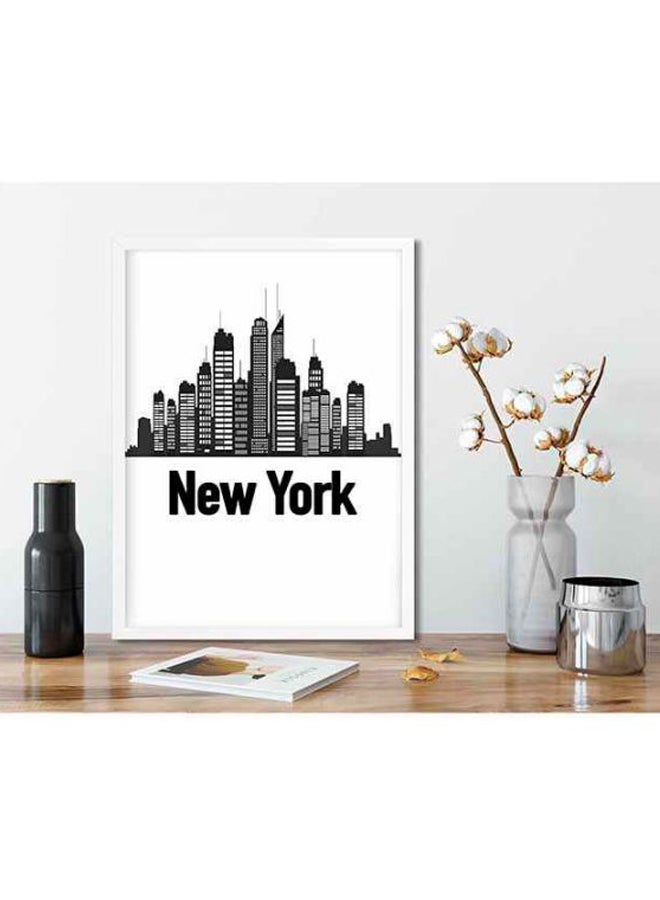 LOWHA New York Poster With Wood Frame Black/White 42 x 32 x 2cm - Image 3