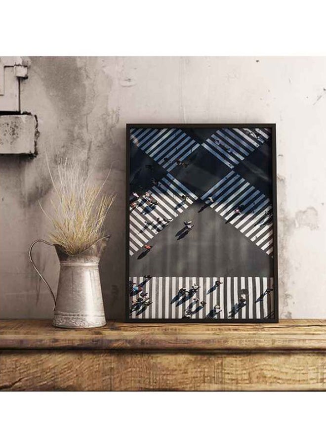 لوحة ديكورات للحائط بإطار خشبي أبيض/أسود/رمادي 33x22x2Ø³Ù†ØªÙŠÙ…ØªØ± - Image 2