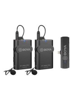 BY-WM4 Pro-K4 Dual-Channel 2.4 GHz Wireless Microphone System For iOS Devices Black
