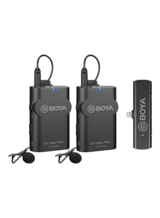 BY-WM4 Pro-K4 Dual-Channel 2.4 GHz Wireless Microphone System For iOS Devices Black - v1596111977/N39535680A_1