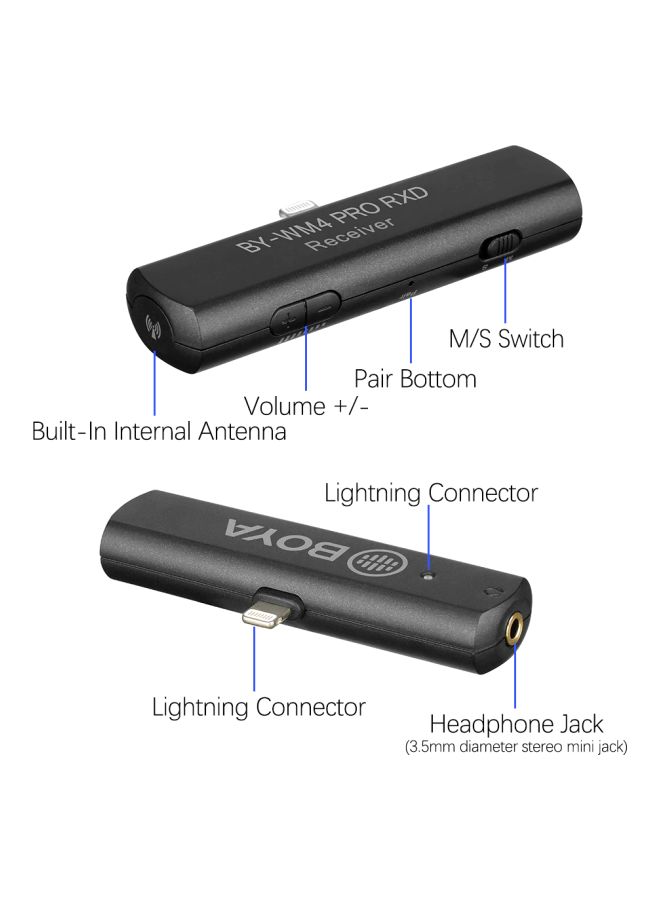 BOYA - BY-WM4 Pro-K4 Dual-Channel 2.4 GHz Wireless Microphone System For iOS Devices Black - Image 1