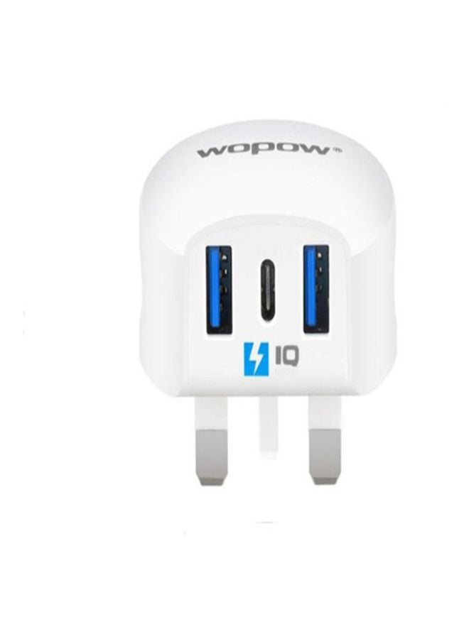 وبو شاحن الحائط بمدخل USB مزدوج أبيض - Image 2