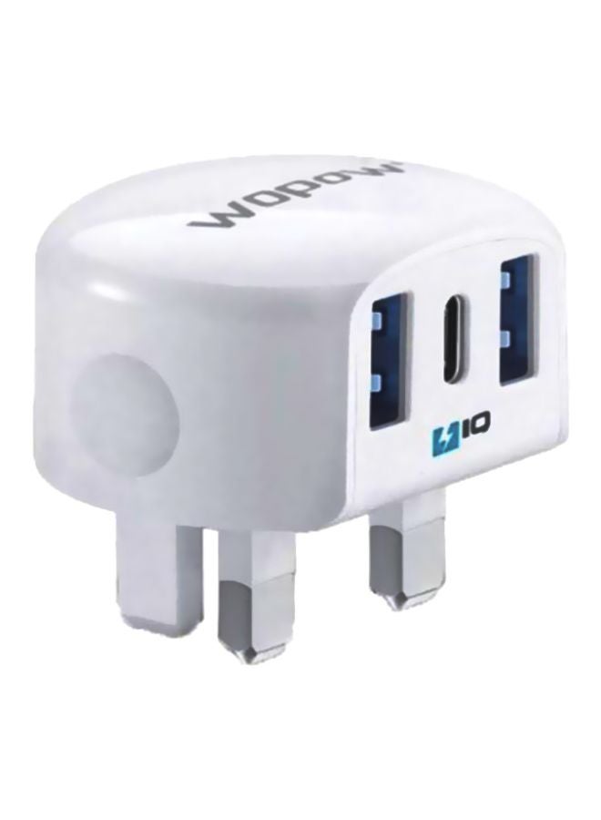 وبو شاحن الحائط بمدخل USB مزدوج أبيض - Image 1