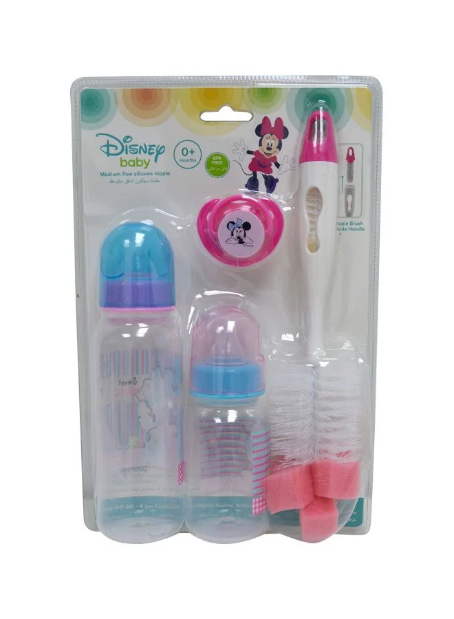 Disney Pack Of 4 Minnie Mouse Printed Feeding Bottle With Accessories Set