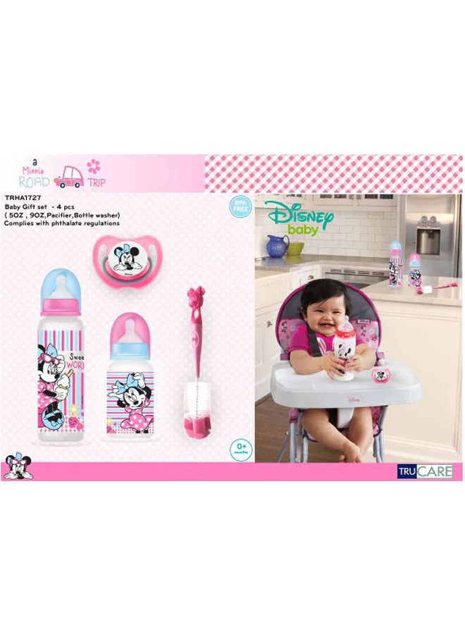 Disney Pack Of 4 Minnie Mouse Printed Feeding Bottle With Accessories Set