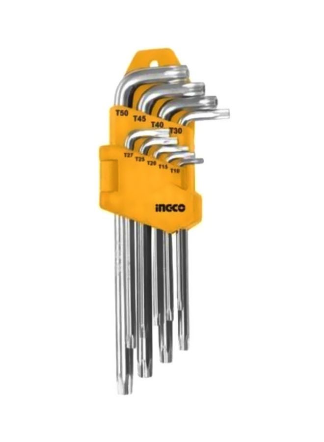INGCO 9-Piece Hex Key With Holder Silver/Yellow - Image 1