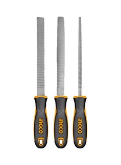 INGCO 3-Piece Steel File Set Black/Yellow/Silver 3x (8)inch  - Image 1