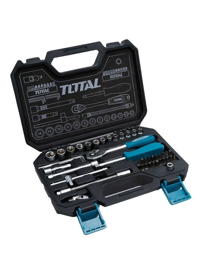 Total Tools 45-Piece Socket Set Blue/Silver/Black - Image 1