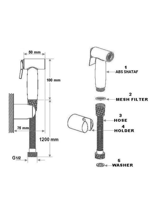 Kludi Rak Toilet Spray Shattaf With Flexible Hose & Holder White/Silver 8x1.3x13cm - Image 2