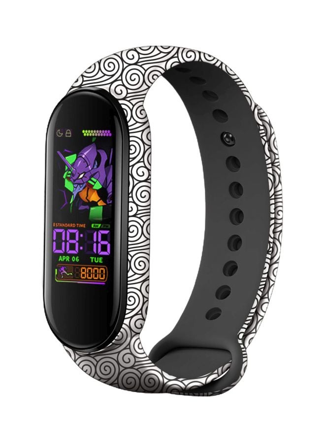 Foxcon Replacement Silicon Printed Band For Mi Smart Band 5/6 White/Black  - Image 1