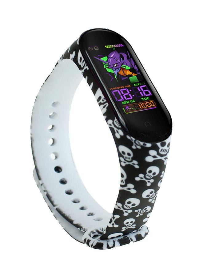 Foxcon - Replacement Skull Printed Silicon Band For Mi Smart Band 5/6 Black/White - Image 1