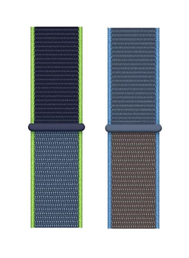 Foxcon - Pack Of 2 Replacement Nylon Straps For Apple Watch Series 5/4/3 42-44mm Blue/Grey/Green - Image 1