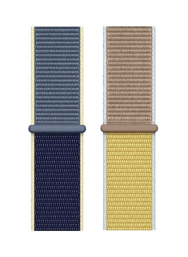 Foxcon - Pack Of 2 Replacement Nylon Straps For Apple Watch Series 7/SE/6/5/4 44mm Camel/Alaskan/Yellow - Image 1