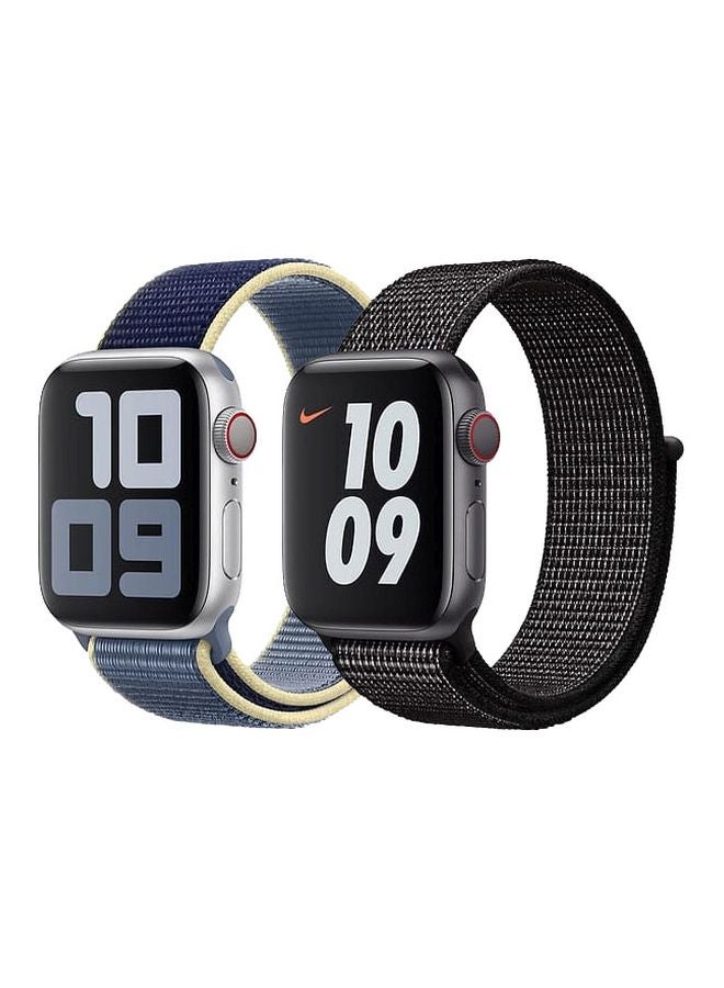 Foxcon - Pack Of 2 Replacement Nylon Straps For Apple Watch Series 7/SE/6/5/4 45/44/42mm Black/Alaskan/Yellow - Image 1
