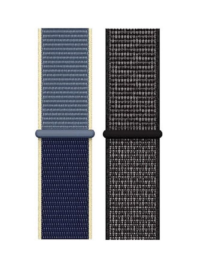 Pack Of 2 Replacement Nylon Straps For Apple Watch Series 7/SE/6/5/4 45/44/42mm Black/Alaskan/Yellow - v1596121083/N39555458A_2