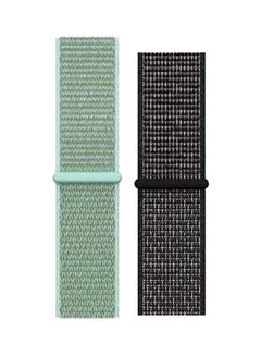 Foxcon Pack Of 2 Replacement Nylon Straps For Apple Watch Series 7/SE/6/5/4 44mm Black/Pine Green  - Image 2