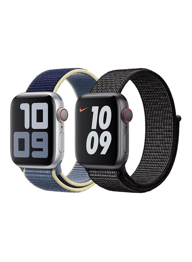 Foxcon - Pack Of 2 Replacement Nylon Straps For Apple Watch Series 7/SE/6/5/4 41/40/38mm Black/Alaskan - Image 1