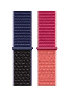 Foxcon Pack Of 2 Replacement Nylon Straps For Apple Watch Series 7/SE/6/5/4 41/40/38mm Blue/Black Pomegrante  - Image 2