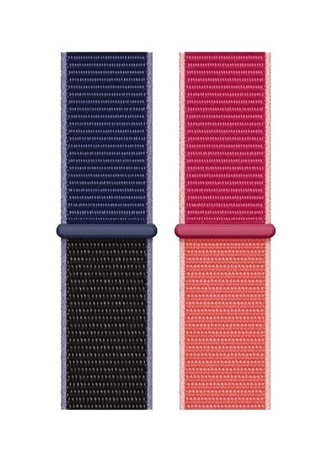 Foxcon - Pack Of 2 Replacement Nylon Straps For Apple Watch Series 7/SE/6/5/4 41/40/38mm Blue/Black Pomegrante - Image 1