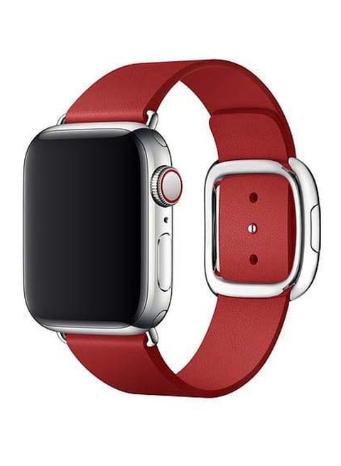 Leather Replacement Band With Buckle For Apple Watch Series SE,6,5/4/3 - 38/40mm Red