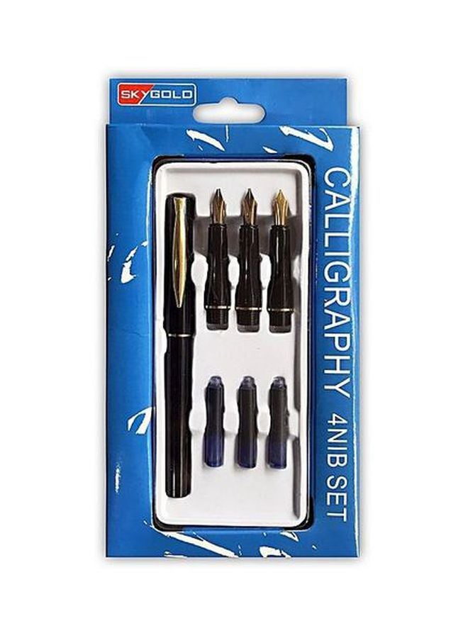 TOPSKY Calligraphy Fountain Pen With Nib And Ink Refill Set Black/Gold - Image 2
