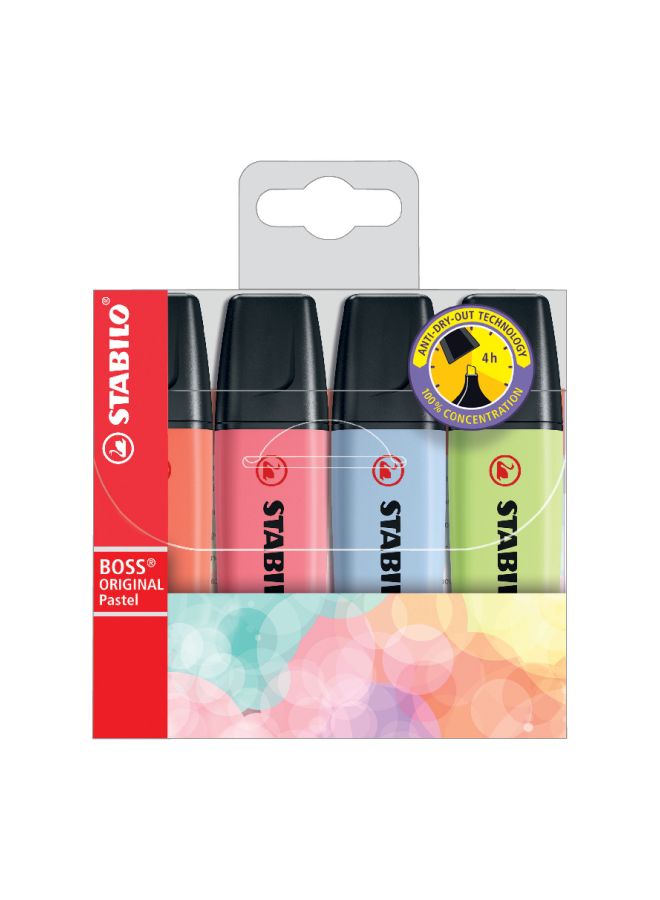 ستابيلو مجموعة أقلام هايلايتر بوس أوريجينال باستيل مكونة من 4 قطع وردي/أزرق/أخضر