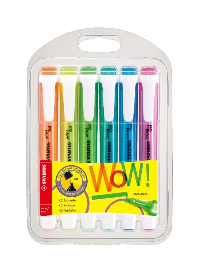 Pack Of 6 Swing Cool Highlighter Green/Blue/Pink