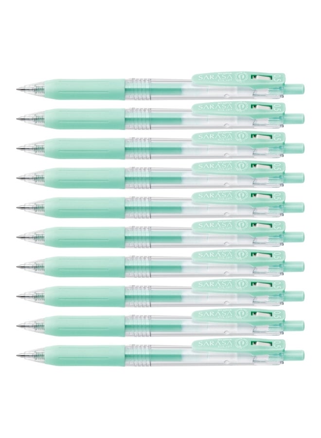 ZEBRA - Pack Of 10 Sarasa Clip Gel-Ink Pen Green - Image 1