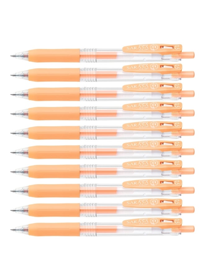 ZEBRA Pack Of 10 Sarasa Clip Gel-Ink Pen Orange