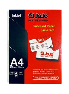 JOJO A4  Waterproof Embossed Business Card Inkjet Photo Paper 300gsm 50 Sheets  - Image 1
