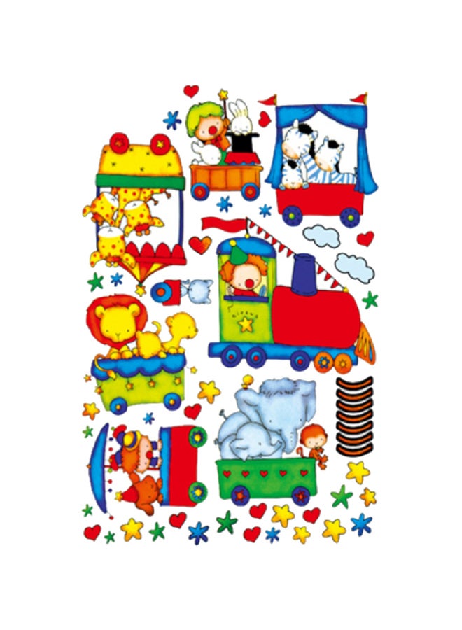 Stickie Art Cartoon Animal Train Ride Decorative Wall Decal Multicolour 60x90cm - Image 1