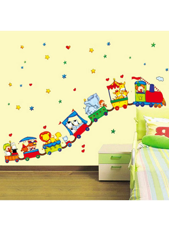 Stickie Art Cartoon Animal Train Ride Decorative Wall Decal Multicolour 60x90cm - Image 2