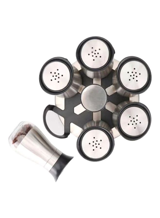 ALMUFARREJ 6-Piece Spice Bottle Set Silver/Black  - Image 2
