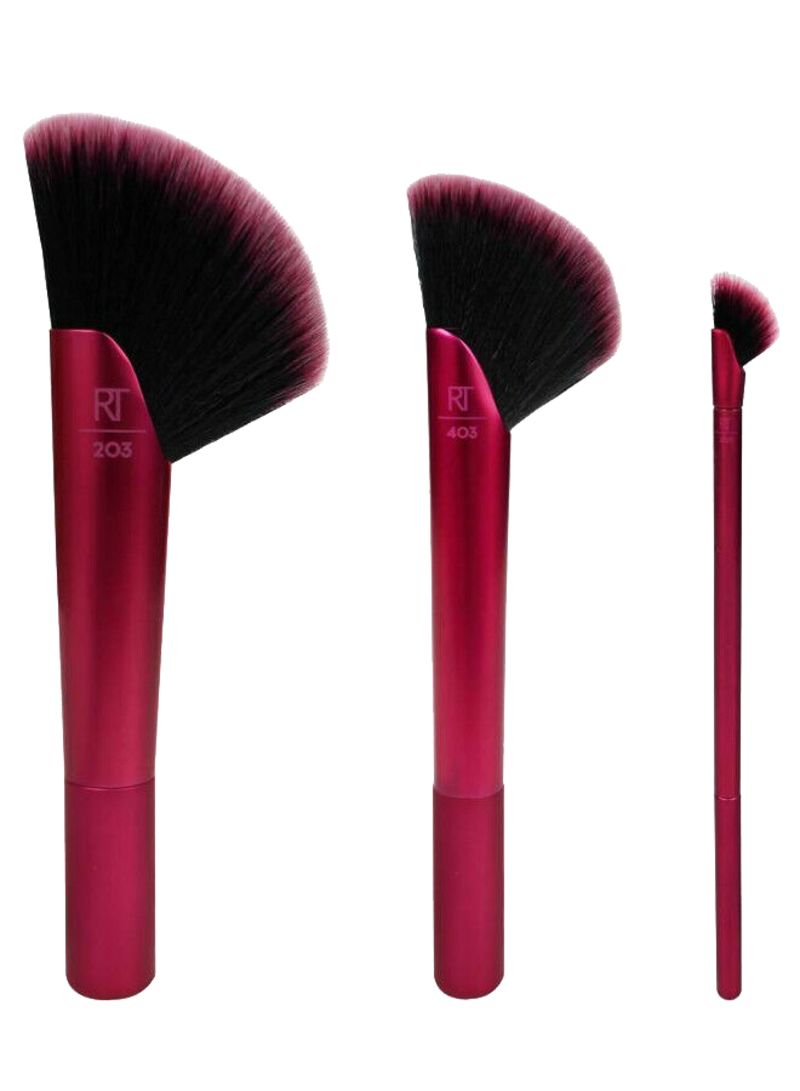 REAL TECHNIQUES 3-Piece Rebel Edge Trio Makeup Brush Set Pink/Black  - Image 1
