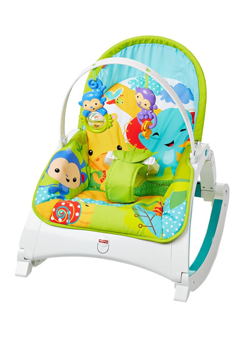 Fisher-Price Newborn-To-Toddler Portable Rocker - Green/White/Blue - Image 1