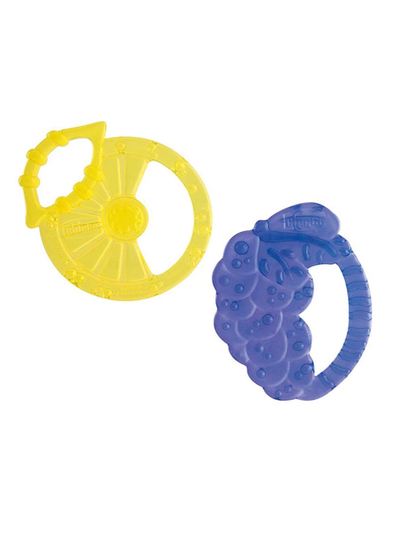 Chicco 2 Pieces Orthodontic Teething Ring Grape & Lemon Soft Relax Assorted, Blue/Yellow - CH02578 - Image 1