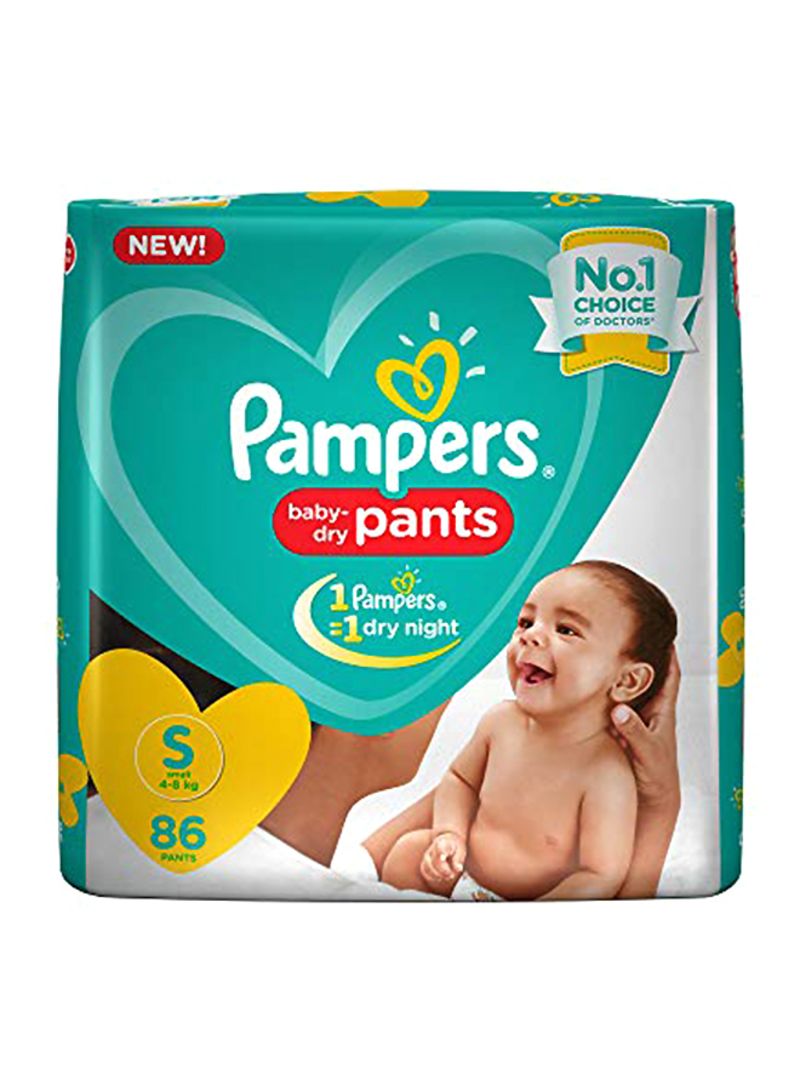 Pampers New Diapers Pants, Small, 4-8Kg, 86 Count  - Image 1