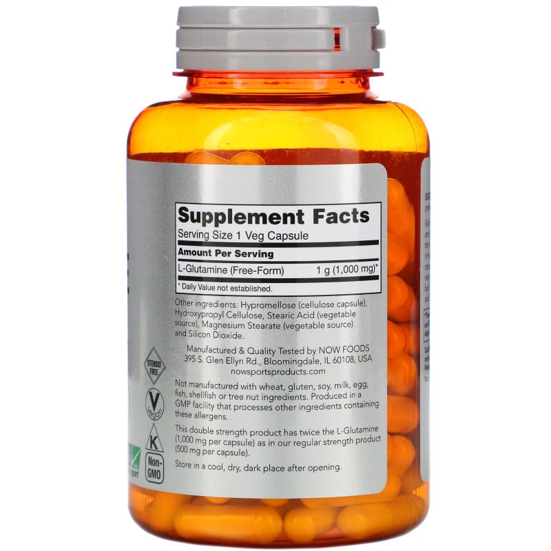 now SPORTS - L-Glutamine Amino Acids 1000mg - 120 Capsules - Image 1