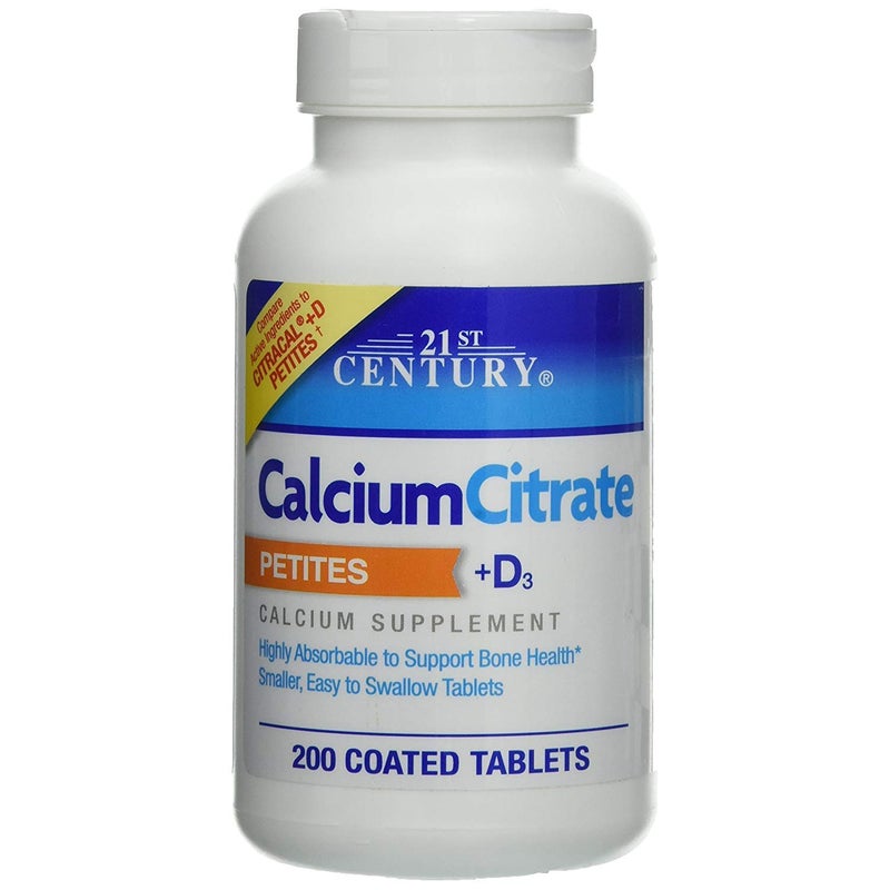 21st Century Calcium Citrate Petites + D3 Dietary Supplement- 200 Coated Tablets  - Image 1