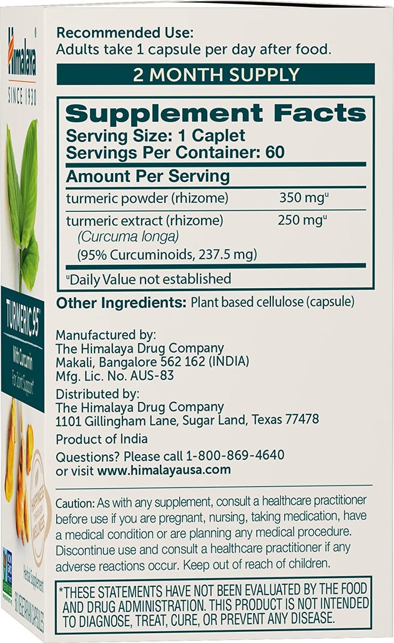Himalaya - Turmeric 95 With Curcumin Herbal Supplement - 60 Capsules - Image 1
