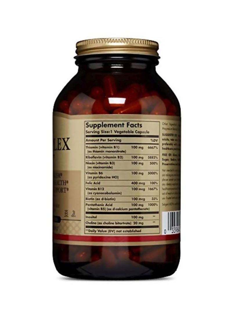 Solgar B-Complex “100” Dietary Supplement - 250 Capsules - Image 2