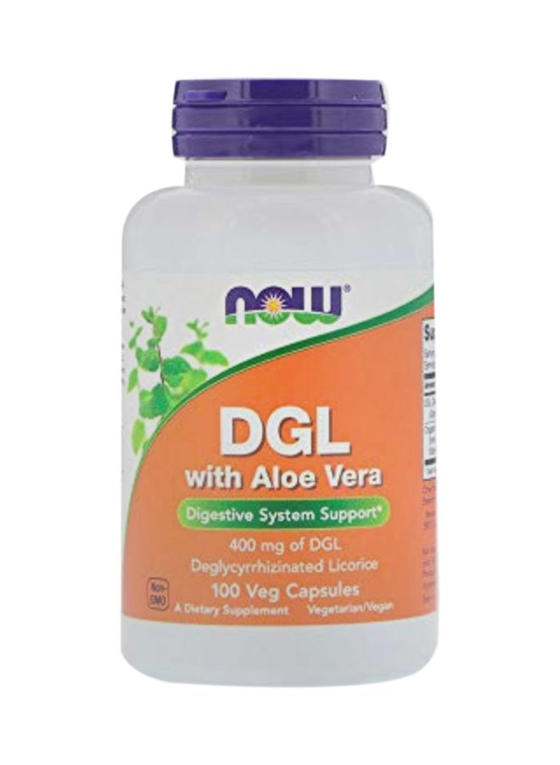 Now Foods DGL With Aloe Vera Dietary Supplement 400mg - 100 Capsules  - Image 1